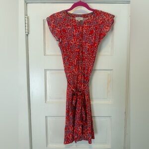 LOFT Red Floral Dress